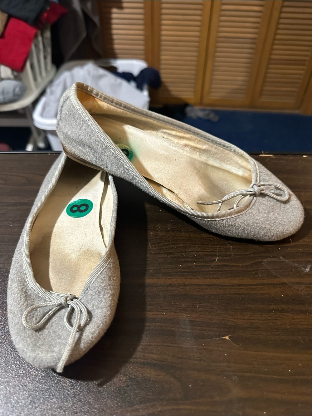 GAP Light Gray Tie-Bow Ballet Flats